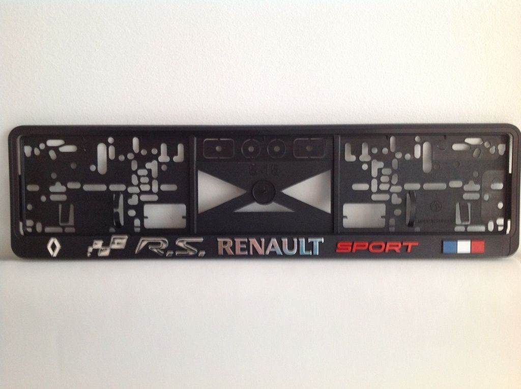 Renault RS Sport 3D podložky pod ŠPZ,  držiaky na TEČ s nápisom 3D