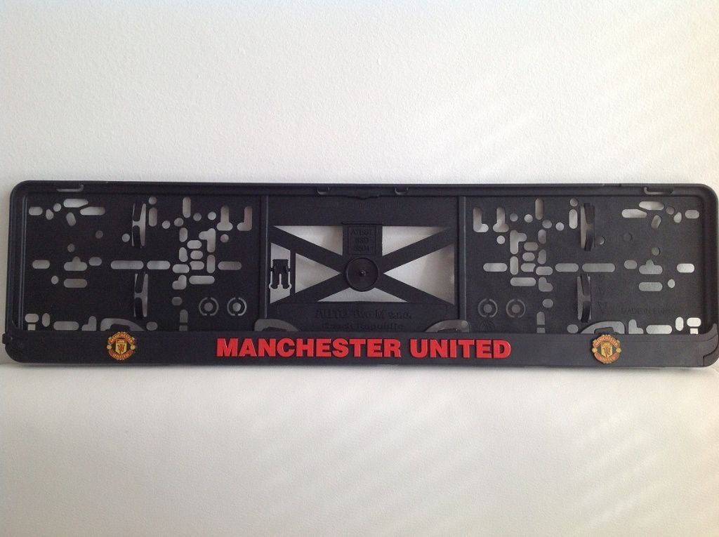 Manchester United 3D podložky pod ŠPZ,  držiaky na TEČ s nápisom 3D